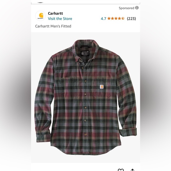 Carhartt Men's Rugged Flex Fitted Midweight Flannel Long-Sleeve - Men’s Small - Picture 9 of 10